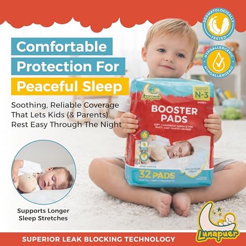 Lunapuer overnight diaper insert with adhesive strip