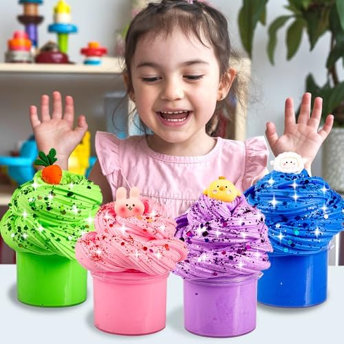 Waybla colorful prefilled eggs being placed into a festive holiday gift basket as an ideal sensory filler.