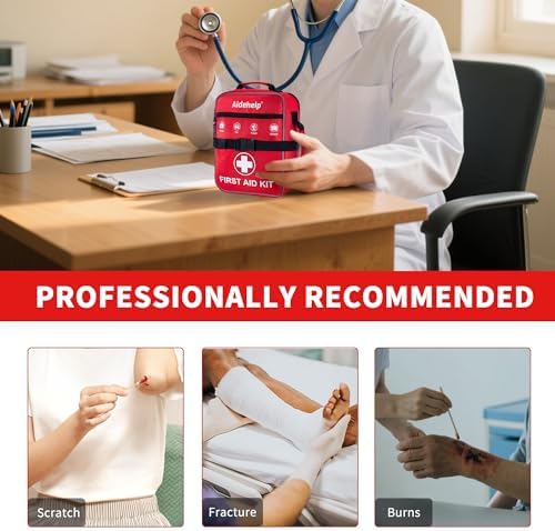 Compact and portable Aidehelp large medical kit for car and home safety