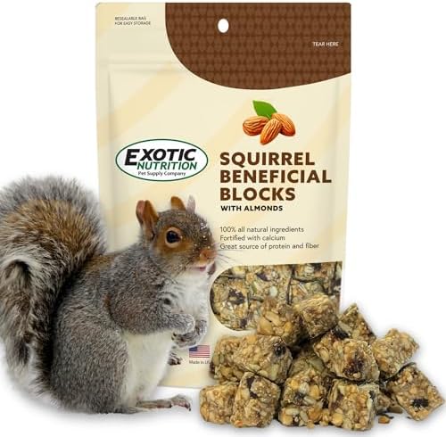 Exotic Nutrition calcium fortified squirrel treats with natural nuts and seeds.