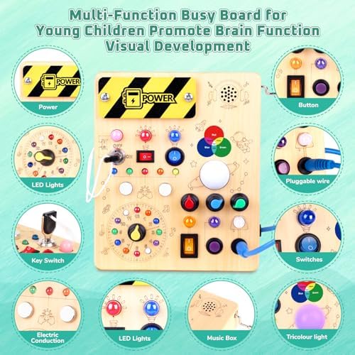 Close up view of the Montessori sensory activity board highlighting the integrated color wheel and educational clock face