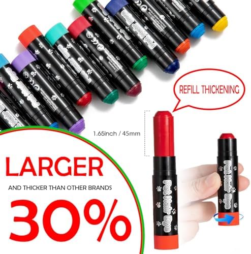Aofegrlt dog hair dye pens displayed for creative pet grooming
