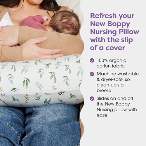 Boppy organic cotton slipcover showing the hidden zipper detail