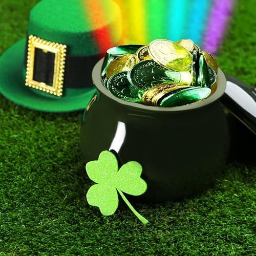 Durable YOOBABOO plastic shamrock coins held in hand demonstrating the 1.4 inch diameter sizing