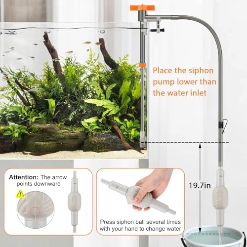 Components of AQQA aquarium siphon vacuum kit for fish tanks