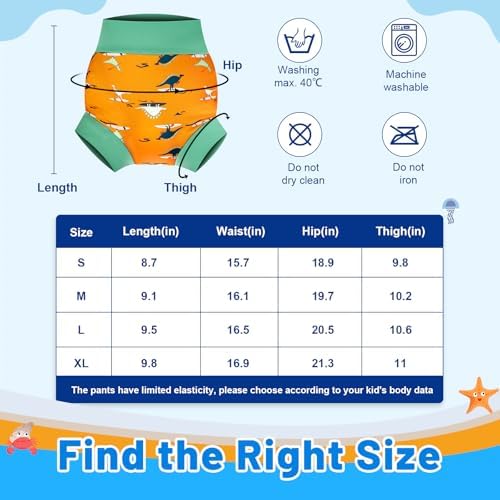 Set of three reusable swim diapers with dinosaur pattern