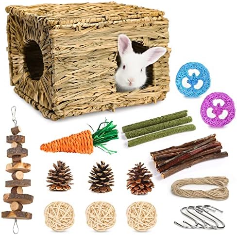 Bunny Grass House-Hand Made Edible Natural Grass Hideaway Comfortable Playhouse for Rabbits, Guinea Pigs and Small Animals to Play,Sleep and Eat - Image 2