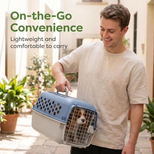 Small 2-Door Dog Kennel for Up to 25 lbs, Portable Travel Crate, Blue | Helps Create Security & Better Behavior Management;Lightweight & Easy to Carry;Dual-Door Convenience for Easier Interaction - Image 8