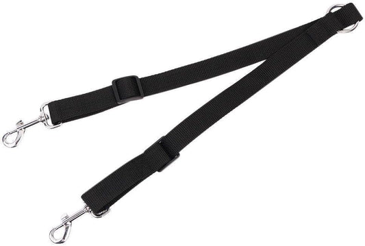STGOOD dual double dog splitter lead demonstrating the central rotating swivel mechanism for tangle free walking.