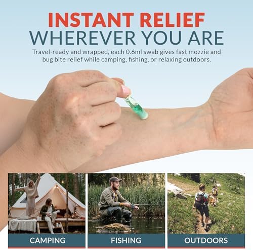 Close up of insect bite relief applicator stick being activated for first aid use
