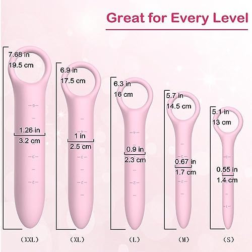 QoQiu 5-piece pink pelvic dilator set with storage bag
