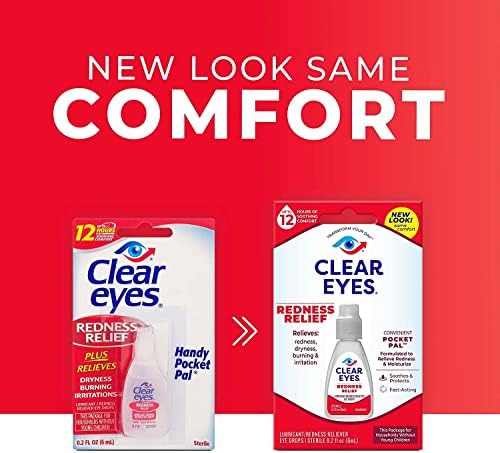 Clear Eyes 12 Hour Relief travel size bottle showing sterile dropper tip.