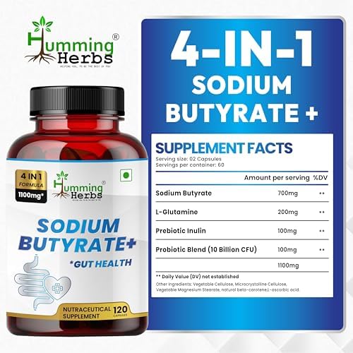Premium USA imported Humming Herbs digestive support supplement bottle display