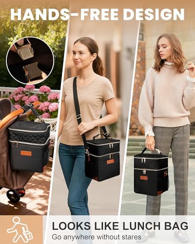 CarryWise black cooler bag side profile and zipper details