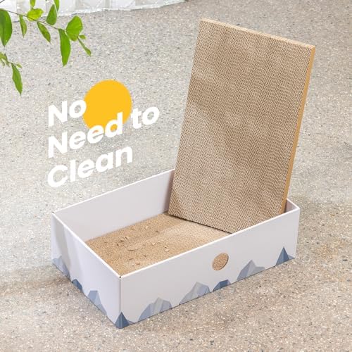 Conlun premium cat scratcher box placed next to home furniture on the living room floor