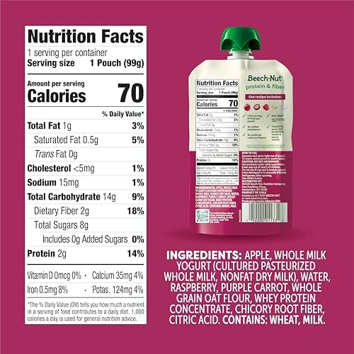 Beech-Nut 18 pack variety pouches showing nutritional labels