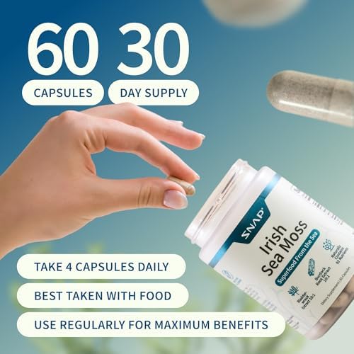 Snap Supplements Irish Sea Moss bottle with supplement pills