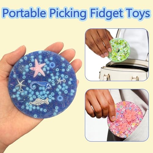 Compact stress relief sensory gadget held in hand showcasing its portable size