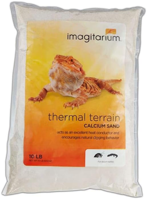 Imagitarium White Calcium Reptile Sand 10lbs bag front view for terrarium substrate