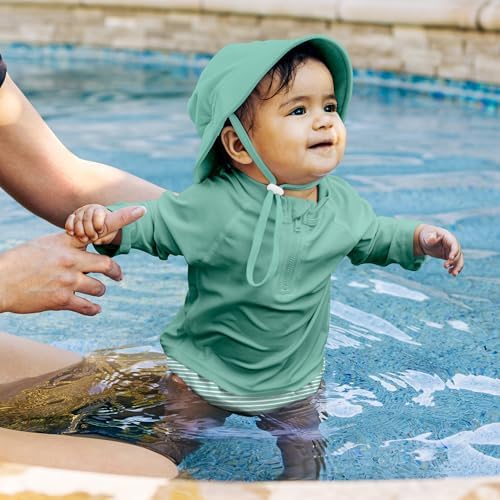 Green Sprouts swim diaper showing easy-lock side snap detail