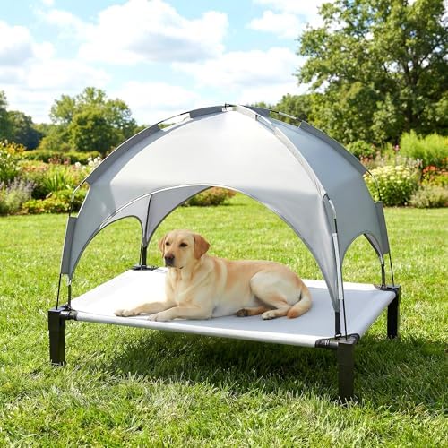 Heeyoo Elevated Dog Bed with Removable Canopy, Portable Dog Cot with Sun Protection Shade Tent, Raised Pet Cooling Cot Bed for Dogs, 42in - Image 8