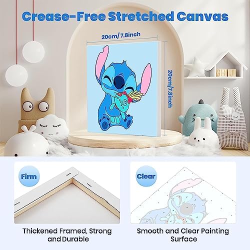 KOJEFCV DIY acrylic painting activity set highlighting the pre-stretched wooden frames and premium canvases