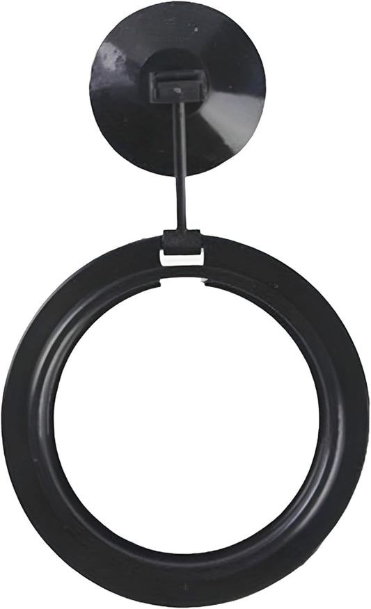 SunGrow floating food feeder ring containing fish flakes on the water surface