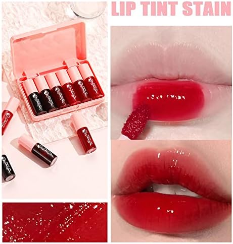 6 Colors Lip Tint Stain Set, Korean Makeup Lip Stain Moisturizing Mini Liquid Lipstick, Multi-use Lip and Cheek Tint, Long lasting Non-Stick Cup Waterproof, Cute Stuff, Lip Color Makeup - Image 3