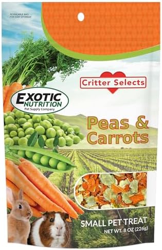 Dried pea flakes and carrot pieces nutritious small animal snack