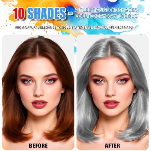 Back view of silver hair color spray packaging with instructions list.