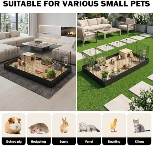 PAWING 12 Panels Small Animal Playpen with Waterproof Mat - Durable Metal Wire Yard Fence for Guinea Pigs, Kittens, Hamsters, Hedgehogs - Indoor & Outdoor Pet Cage - Image 8