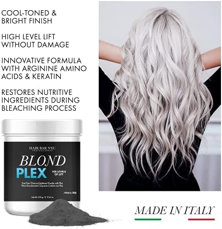 Blond Plex ten levels of lift charcoal lightener jar side view