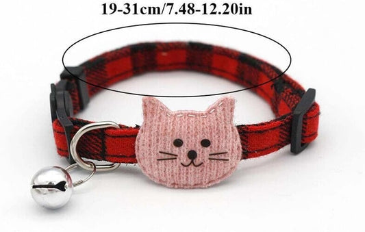 Adjustable blue tartan pet neck strap with secure plastic buckle closure