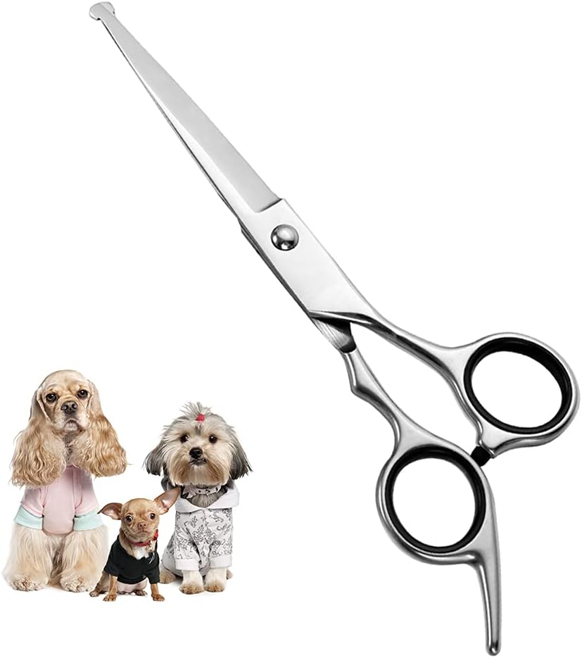 Chi-Buy 4CR stainless steel pet grooming scissors package contents side view.