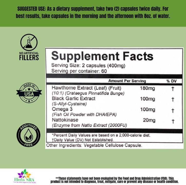 Close up of Herbs SRA CARDIOCLEAN 120 vegetable capsules packaging for heart circulation support