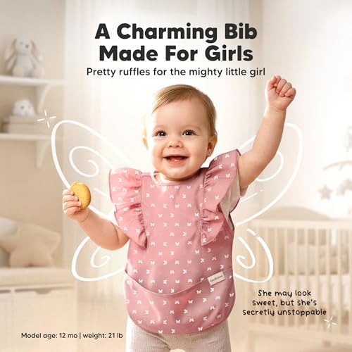 KeaBabies lightweight baby smock apron bib with adjustable neck closure