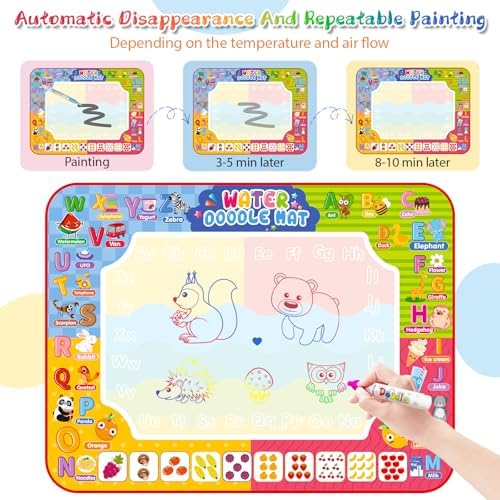 Large 32 by 24 inch water doodle mat for boys and girls.