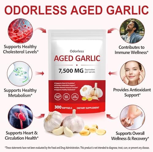 Eoqifjm mature garlic extract seven thousand five hundred milligrams supplement