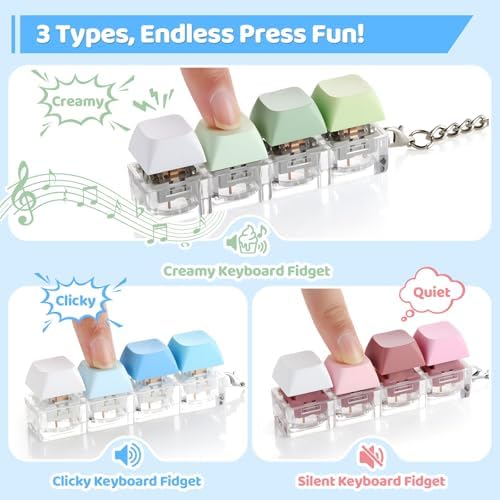 Premium mechanical keyboard clicker keychain set for adult stress relief.