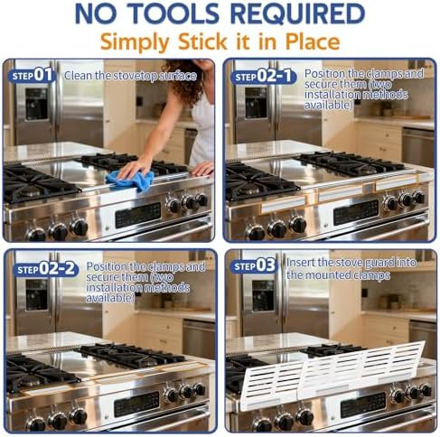 Three pack stainless steel stove guard set for child safety