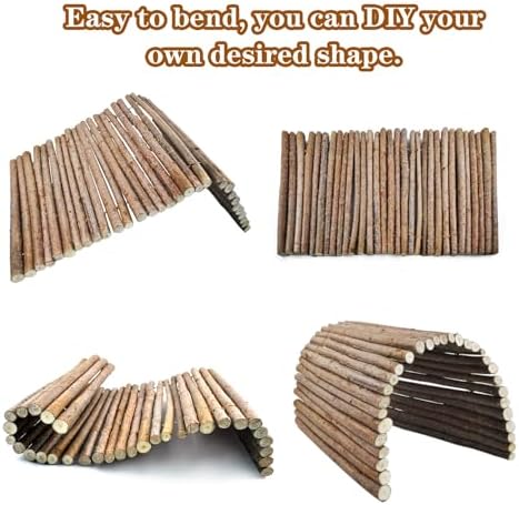 Wooden Bridge for Rabbits, Extra Large Wooden Hamster Bridge Ladder Bunny Climbing Chew Toy Small Animal Flexible Hideout Ramp Divider Tunnel for Guinea Pig Chinchilla Rabbit Ferret Hedgehog - Image 8