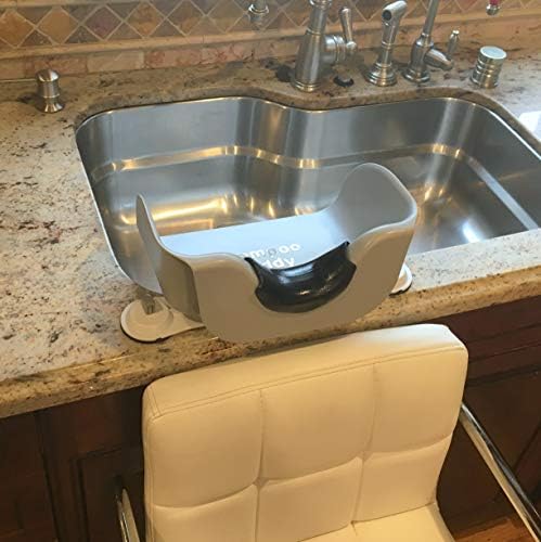 Side profile of Shampoo Buddy portable basin installed on counter