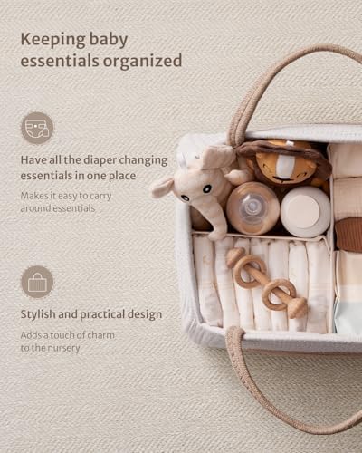 Blissful Diary baby diaper caddy showing removable interior dividers