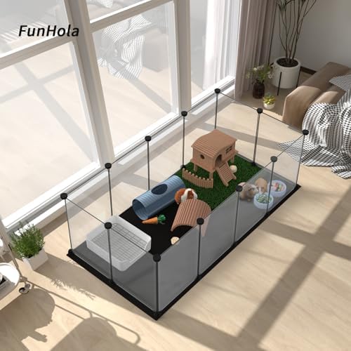 Small Animal Playpen, Guinea Pig Cages with Waterproof Mat, 12 Panels Pet Playpen for Hamsters, Hedgehog, Indoor Outdoor Plastic Fence, 48.5 x 24.8 x 16.1 inches - Image 8