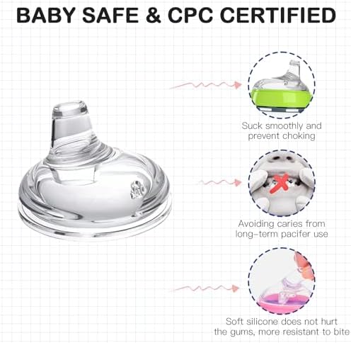 Food grade silicone transition straw nipples for baby bottles close up shot