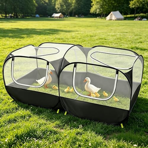 Small Animals Playpen, Portable Chicken Run Coop Large Chick Brooder Pet Cage Tent with Zipper Doors, Breathable Mesh Walls, Foldable Pet Enclosure for Cat Puppy Kitten Rabbits Indoor Outdoor - Image 7