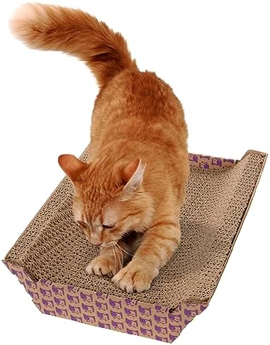 SmartyKat Super Scratcher Chaise angled view displaying the mess free catnip infusion technology layers.