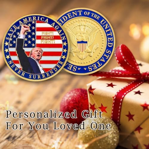 Authentic USA imported presidential commemorative medal resting inside a black velvet pouch
