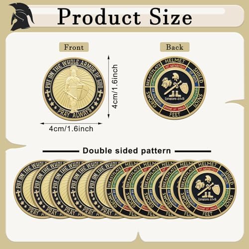 Nosiny religious challenge tokens displaying the Ephesians scripture design on premium metal alloy.