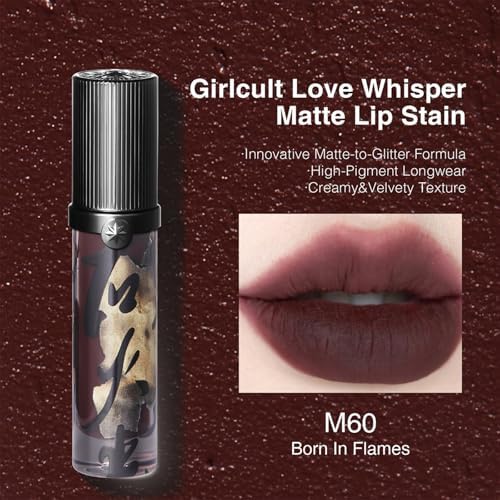 GIRLCULT Matte Lip Stain – Lightweight Velvet Lip Tint, Long Lasting Liquid Lipstick, Transfer Resistant, Non-Drying & Smudge Proof Formula (M60) - Image 3